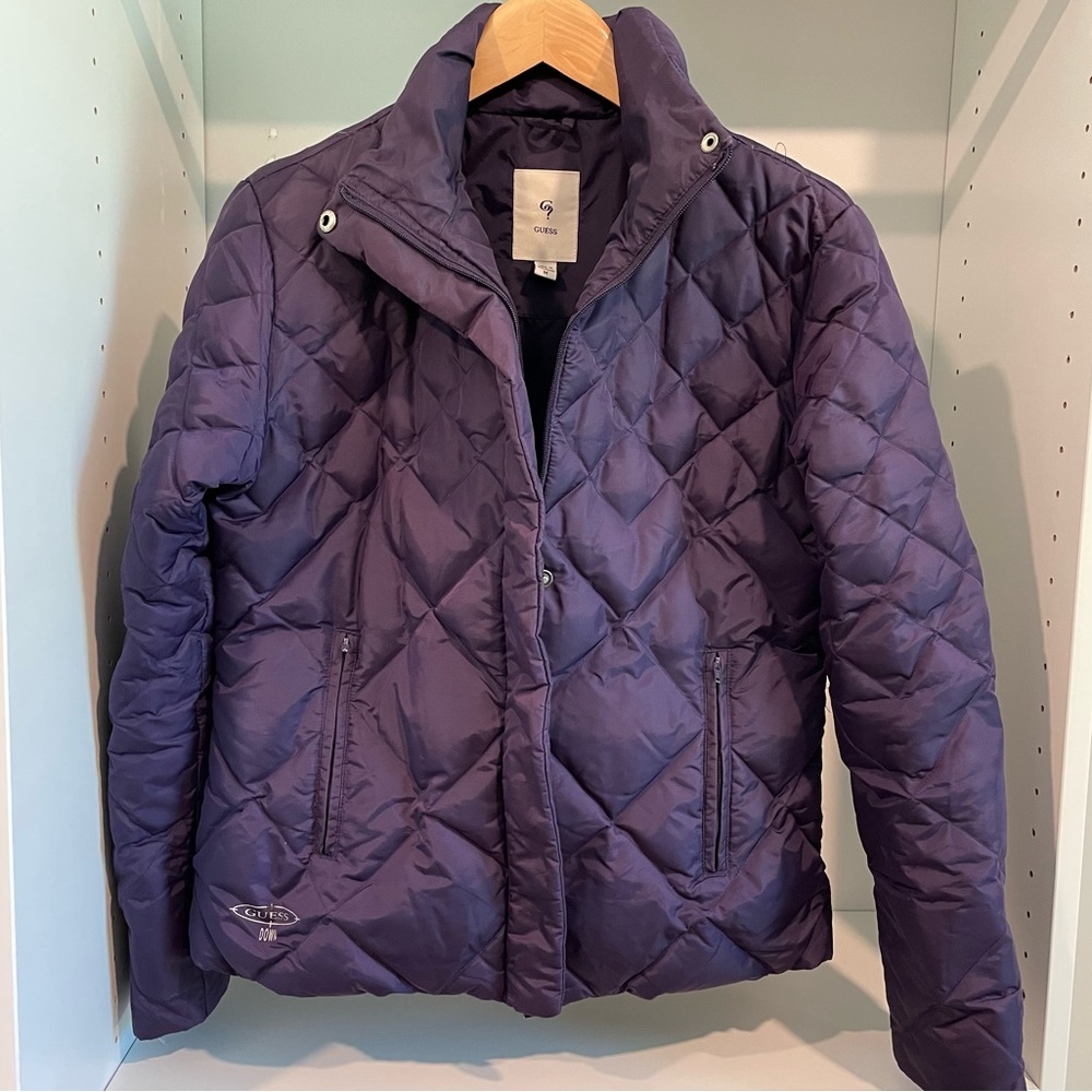 GUESS purple quilted down puffer jacket